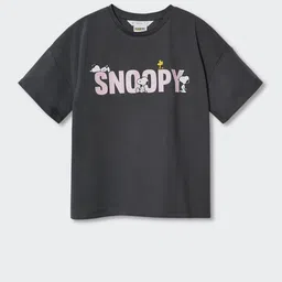 Mango Kids Girls Pure Cotton Snoopy Printed Drop Shoulder Sustainable T-shirt-picture-51
