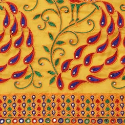 Mitera Yellow & Green Embellished Embroidered Ready to Wear Bandhani Saree image 3