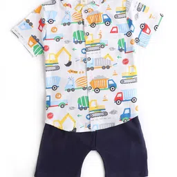 Hopscotch Boys White & Blue Printed Shirt with Shorts-picture-14