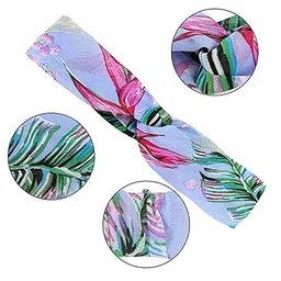 fameza 12 Pcs Boho Headbands Knotted Elastic Head Wraps Flower Print Elastic Accessories Cute Criss Cross Hair Bands for Women and Girls image 3