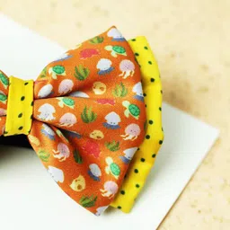 Tossido Girls Orange & Yellow Printed Layered Bow With Adjustable Elastic Hairband image 2