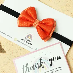 Tossido Girls Orange & Gold Polka Dot Printed Bow Hairband image 5