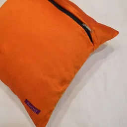 RoyalDeco Orange & Gold-Toned Set of 2 Embroidered Square Cushion Covers image 4