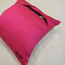 RoyalDeco Pink 2 Pieces Ethnic Motifs Zari Brocade Silk Square Cushion Covers image 4