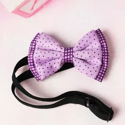 Tossido Girls Purple & Black Polka Dot Printed Bow Hairband-picture-47