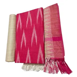 daulas | Handloom Bhagalpuri Linen Cotton Ikkat Salwar Suit Material with Temple Dupatta image 1