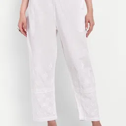 Indiankala4u Lucknow Chikankari Embroidered Cotton Straight Ethnic Palazzos-picture-12