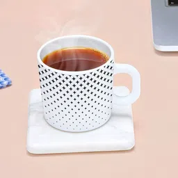 Larah by BOROSIL Nora 6 Pcs White & Black Geometric Printed Opalware Mugs - 180 ML Each image 2