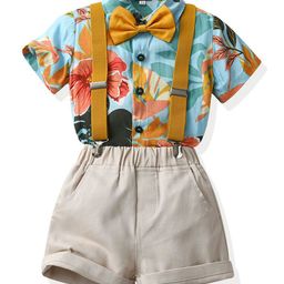 StyleCast x Revolte Boys Blue & Cream Printed Shirt with Shorts-picture-21