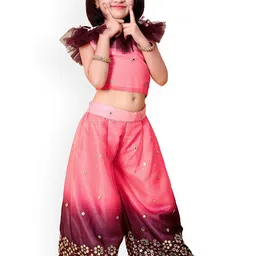 BAESD Girls Round Neck Cape Sleeves Embellished Top with Palazzos-picture-13