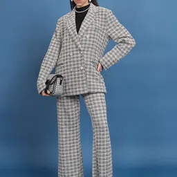 Tokyo Talkies Multi Long Blazer Wideleg Pant Co-Ord Set image 1