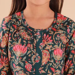Sangria Girls Printed Pure Cotton A-Line Kurta & Trousers image 3