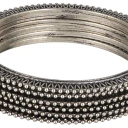 Jazz and Sizzle Set Of 6 Oxidised Silver-Plated Bangles image 3