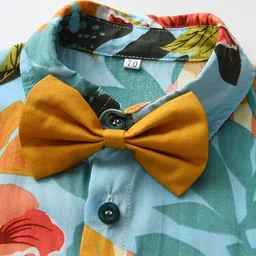 StyleCast x Revolte Boys Blue & Cream Printed Shirt with Shorts image 5