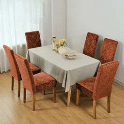 HOKIPO Brown Self Design 200 GSM Stretchable Chair Covers image 4