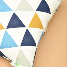 HOMEMONDE Set of 5 White & Blue Geometric Square Cushion Covers image 3