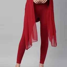 TWIN BIRDS Women Burgandy Solid Ankle Length Legging & Shawl-picture-34