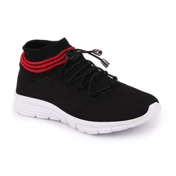 FAUSTO Men Black Mesh Running Non-Marking Lace-Up Sports Shoes image 2