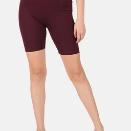 FITINC Women Maroon Skinny Fit High-Rise Training or Gym Sports Shorts with Antimicrobial Technology-image-2