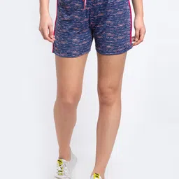 Boston Club Women Blue Printed Training or Gym Sports Shorts-image-67