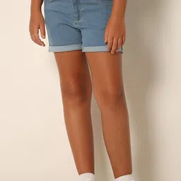 Vero Moda Girls Mid-Rise Pure Cotton Denim Shorts-image-21