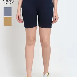 GRACIT Women Pack of 3 Cotton Cycling Sports Shorts-picture-12