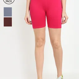 GRACIT Women Pack Of 3 Biker Shorts-image-44