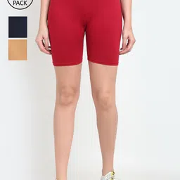 Jinfo Women Pack of 3 Solid Cycling Shorts-image-54