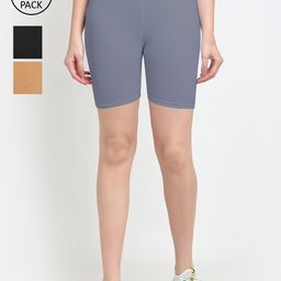 GRACIT Women Pack Of 3 Black Cycling Sports Shorts-picture-42