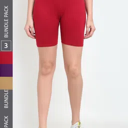 Jinfo Women Pack Of 3 Cycling Sports Shorts-picture-26