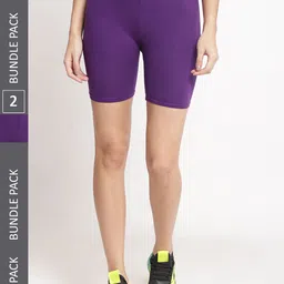 Jinfo Women Pack Of 2 Mid-Rise Cycling Shorts-image-58