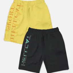 HELLCAT Boys Pack of 2 Trendy Typographic Printed Cotton Sports Shorts-picture-15
