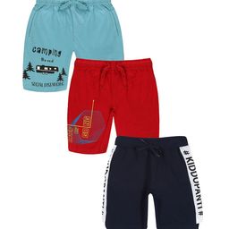KiddoPanti Pack Of 3 Boys Typography Printed Cotton Regular Shorts-picture-41