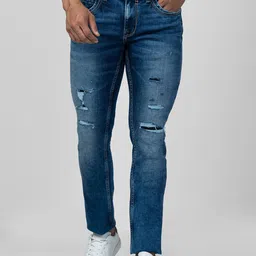 SPYKAR Men Slim Fit Low-Rise Mildly Distressed Heavy Fade Jeans-picture-29