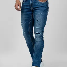 SPYKAR Men Slim Fit Low-Rise Mildly Distressed Heavy Fade Jeans image 5