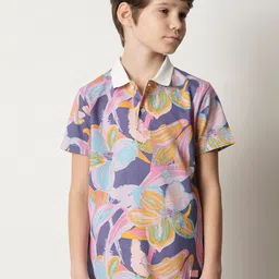 Jack & Jones Junior Boys Abtract Printed Polo Collar Pure Cotton T-shirt image 2