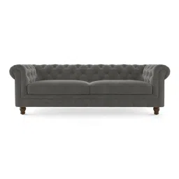 urban ladder create Winchester Luxe 3 Seater Fabric Sofa in Ash Grey Velvet Colour-picture-24