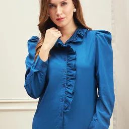 Berrylush BIZwear Puff Sleeve Ruffles Shirt Style Top-image-6