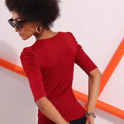 Veni Vidi Vici Puff Sleeve Fitted Top image 4