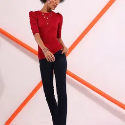 Veni Vidi Vici Puff Sleeve Fitted Top image 5