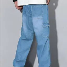 ben martin Men's Denim Cargo Jeans – Loose Fit, Stretchable, Multi-Pocket Utility Pants for Casual & Outdoor Wear | Stylish & Comfortable image 2