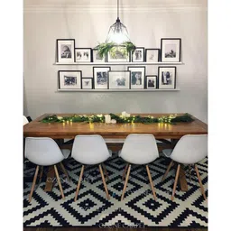 OZONE CARPET Handmade Woollen Loop Pile Carpet for Living Room Bedroom & Hall Size 2 x 6 feet (60X180 cm) White & Black image 4