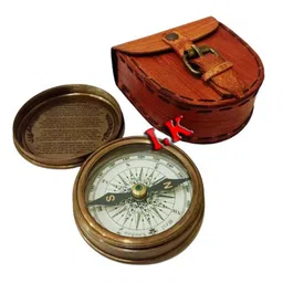 generic Robert Forest Poem Compass Brass Pocket Transit Compass - Robert Frost Poem Best Gift for Nautical Lovers Vintage Compass with Leather case Antique Compass image 1