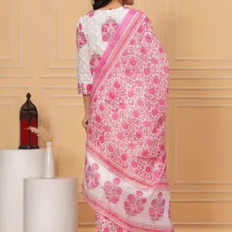 KALINI Floral Printed Round Neck Pure Cotton Kurta with Palazzos & Dupatta image 4