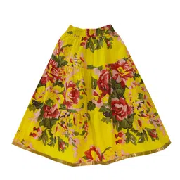 A.T.U.N. Girls Yellow & Green Cotton Ready to Wear Lehenga & Blouse With Dupatta image 3
