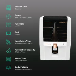 Aquaguard Crystal NXT 7L UV + UF Water Purifier with 6 Stage Purification (White/Copper/Black) image 3