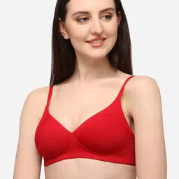 Lenissa Red T-shirt Bra-Half Coverage Lightly Padded L-106-image-77