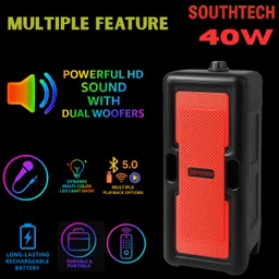 SOUTHTECH ST-02MR Portable Bluetooth Speaker with wired microphone, Type C, 40 W Bluetooth Party Speaker image 3