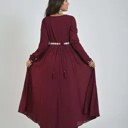 house of paral Solid Viscose Rayon Stitched Straight Gown image 2