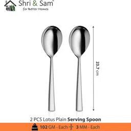shri & sam Lotus Plain Serving Spoon Stainless Steel Cutlery Set image 2